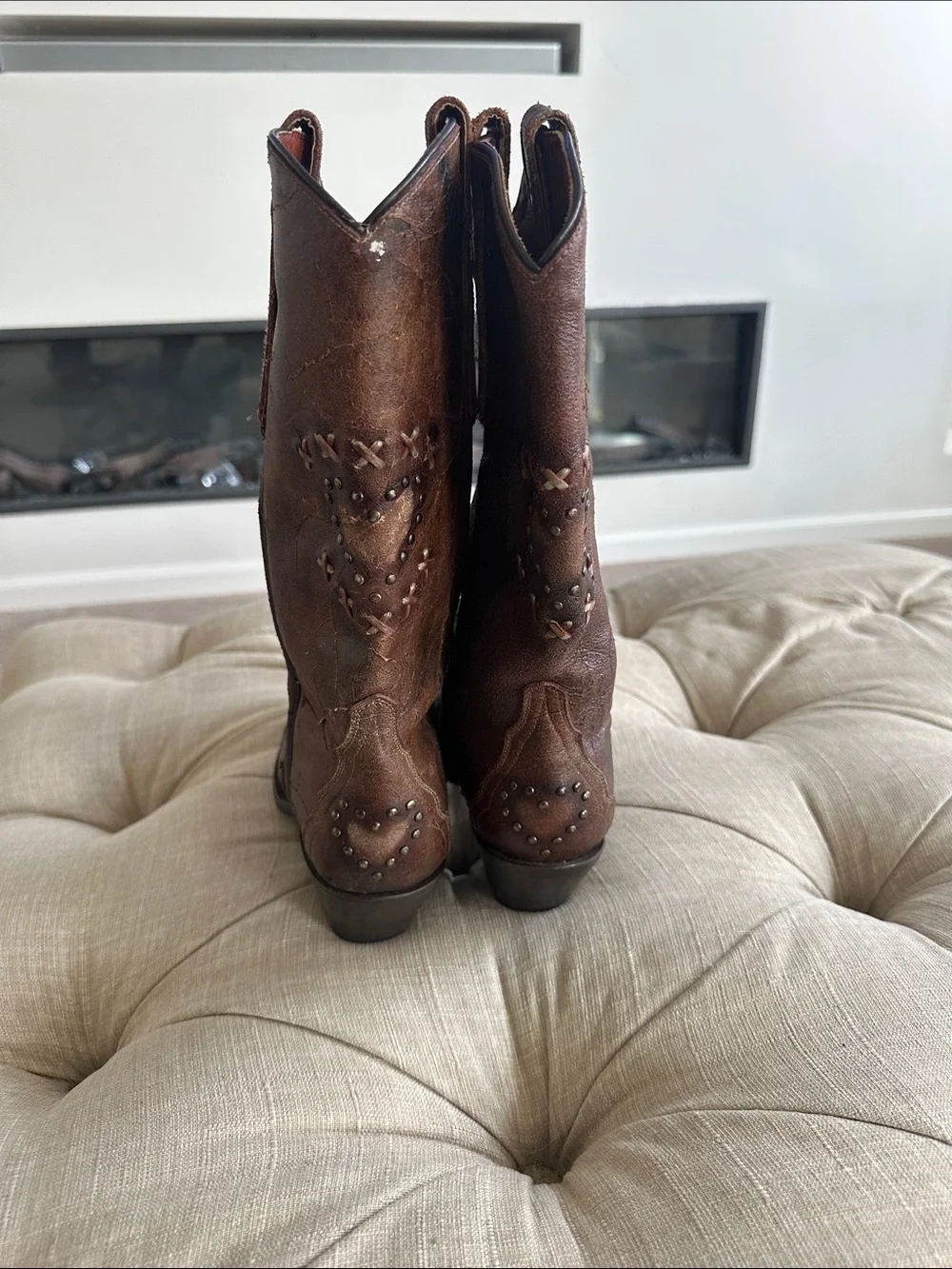 Dan Post Brown Studded Western Ankle Boots